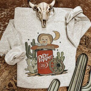 Dr Pepper Cowgirl Cactus Crew Gilden Heavy Blend Sweatshirt size XL